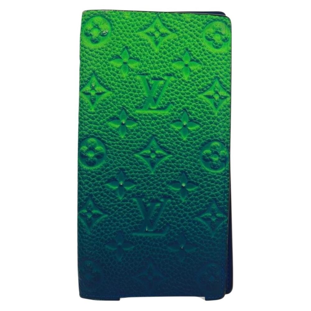 Louis Vuitton Taurillon Clemence Illusion Brazza Porte Green Long Wallet